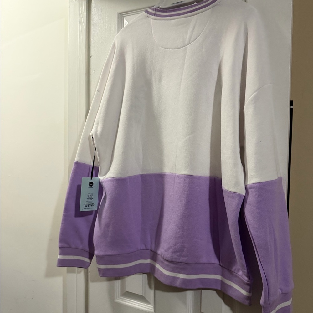 Little Twin Stars Colorblock Sweatshirt - White & Lavender (From BoxLunch) L NWT - Picture 4 of 4